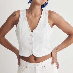 Madewell 100% Linen Katrina Crop Vest Top